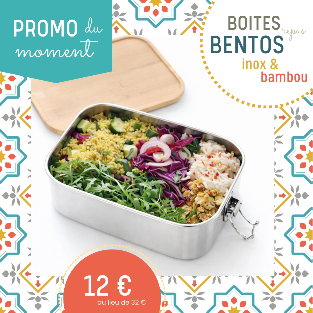 Boite alimentaire bento en inox et bambou &agrave; petit prix sur sans-bpa.com